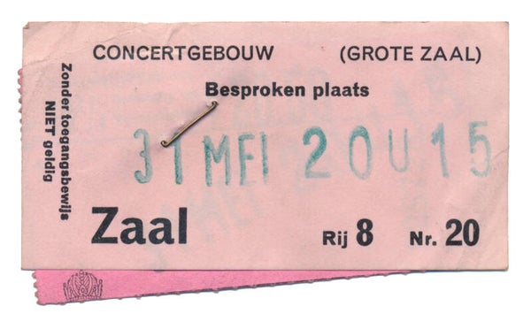 America - Concertgebouw, Amsterdam, May 31, 1974 [Holland] - Ticket Stub