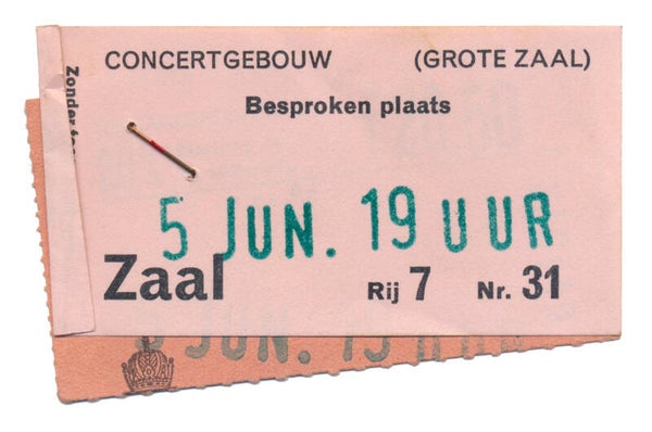 The Band - Concertgebouw, Amsterdam, June 5, 1971 [Holland] - Ticket Stub