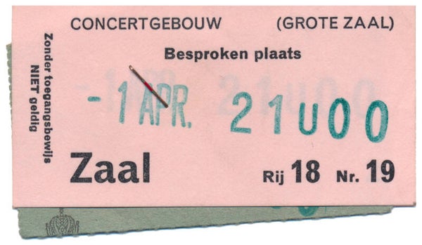 West, Bruce & Laing (Cream) - Concertgebouw, Amsterdam, April 2, 1973 [Holland] - Ticket Stub