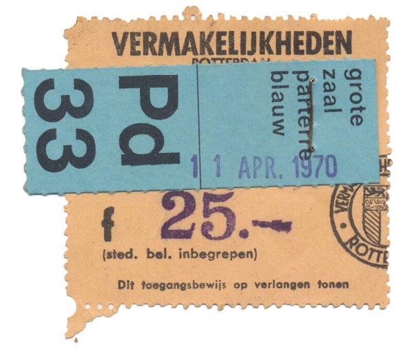 Creedence Clearwater Revival - De Doelen, Rotterdam, April 11, 1970 [Holland] - Ticket Stub