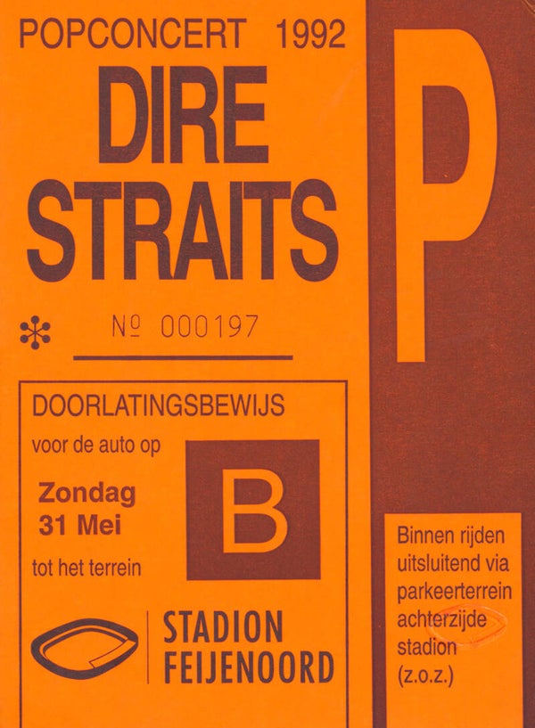 Dire Straits - Stadion Feijenoord, Rotterdam, May 31, 1992 - Backstage Ticket