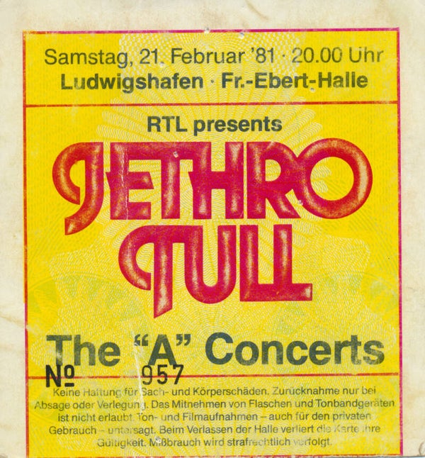 Jethro Tull - Friedrich-Ebert-Halle, Ludwigshafen, February 21, 1981 [Germany] - Ticket Stub