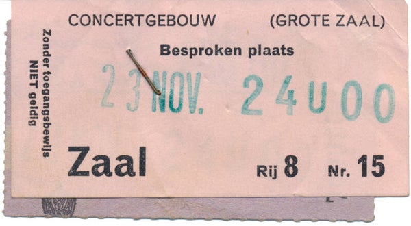King Crimson - Concertgebouw, Amsterdam, November 23, 1973 [Holland] - Ticket Stub