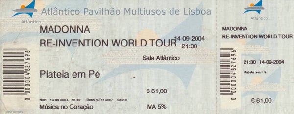 Madonna - Atlântico Pavilhão Multiusos de Lisboa, Lisbon, September 14, 2004 [Portugal] - Ticket Stub