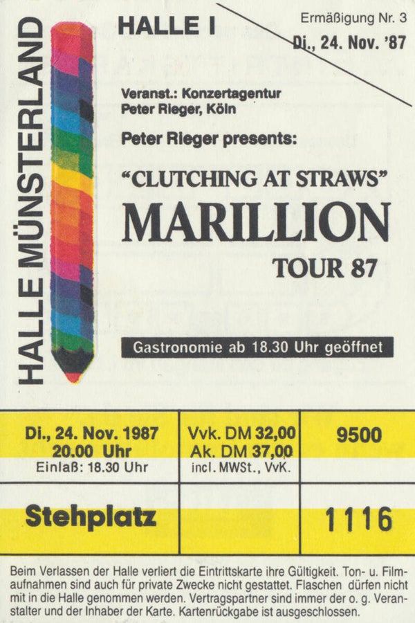 Marillion - Halle Münsterland, Münster, November 24, 1987 [Germany] - Ticket Stub