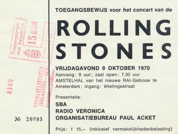 The Rolling Stones - RAI, Amsterdam, October 9, 1970 [Holland] - Ticket Stub