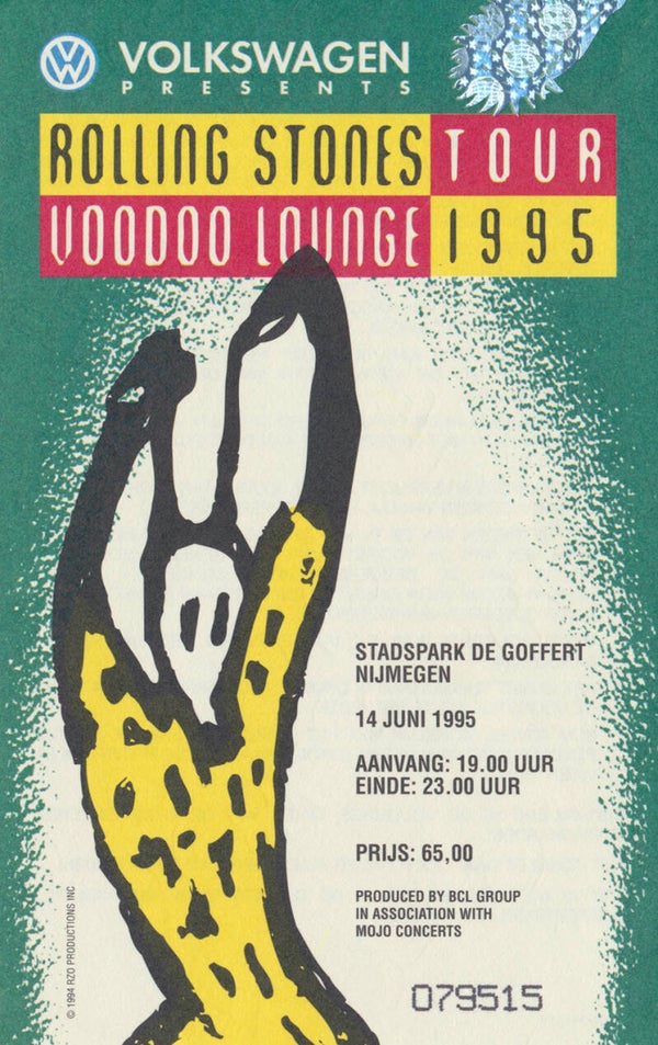 The Rolling Stones - Stadspark De Goffert, Nijmegen, June 14, 1995 [Holland] - Ticket Stub