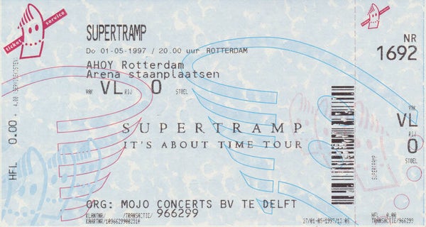 Supertramp - Ahoy, Rotterdam, May 1, 1997 [Holland] - Invitation Ticket