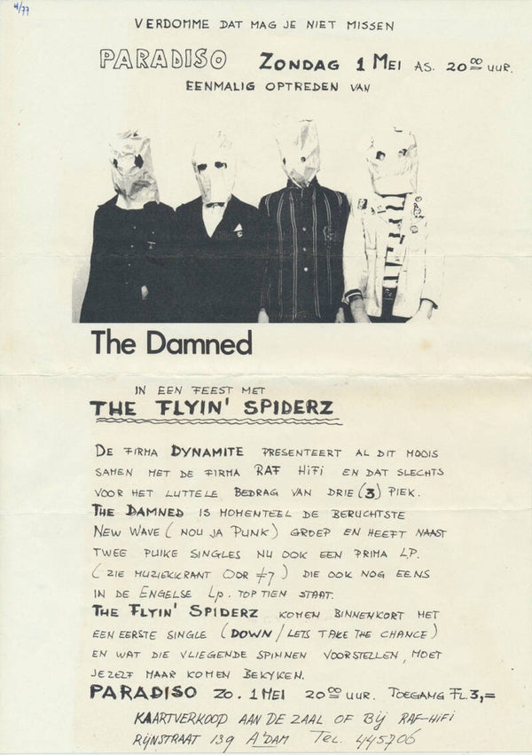 The Damned - Paradiso, Amsterdam, May 1, 1977 [Holland] - Handbill / Poster