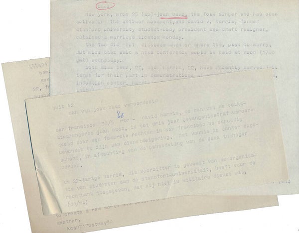 Joan Baez - 1968 [Holland] - Telex Messages