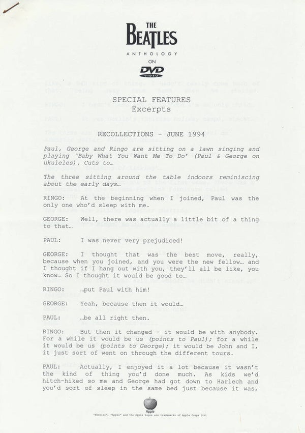 The Beatles - Anthology DVD - 2003 [UK] - Press Release