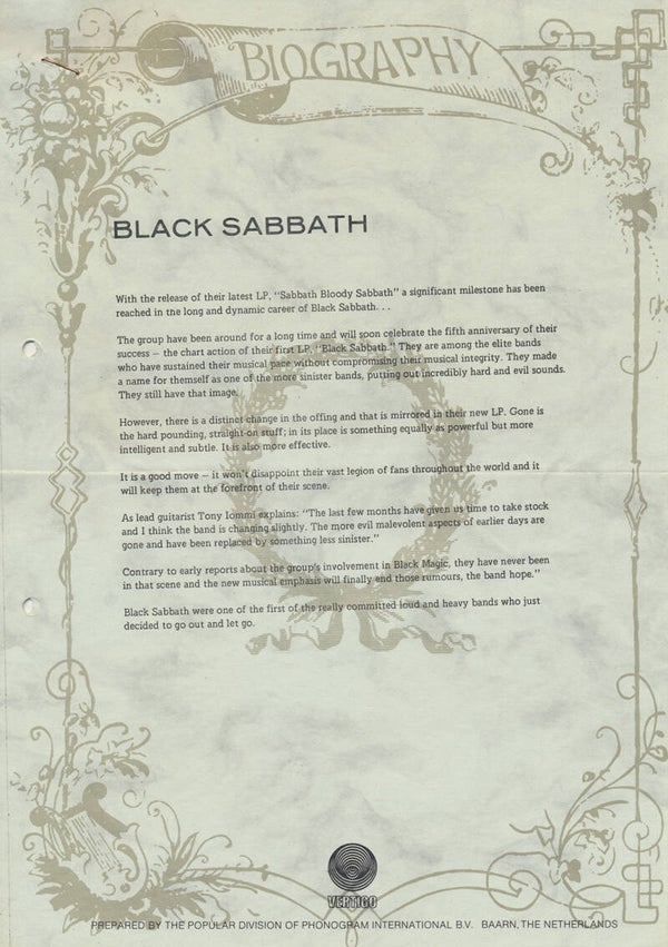 Black Sabbath - Sabbath Bloody Sabbath - November 1973 [Holland] - Press Release