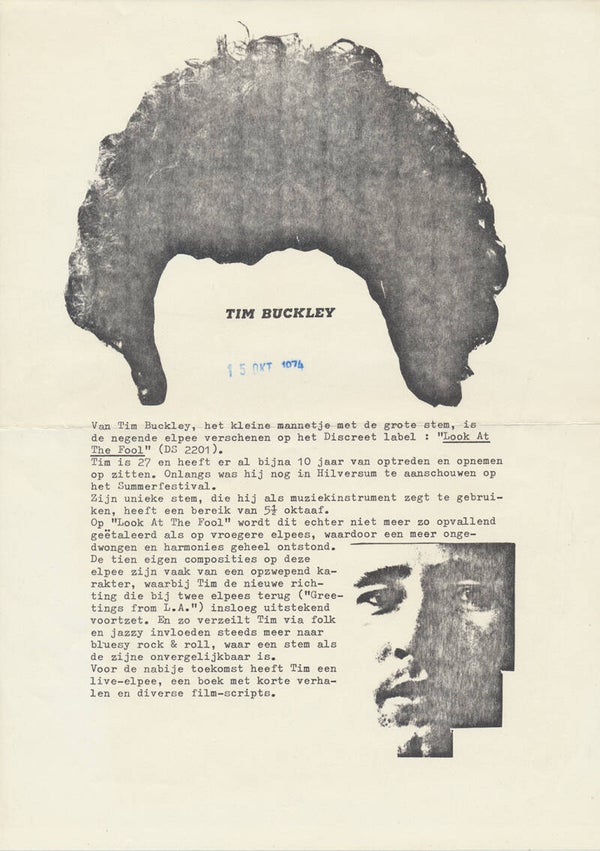 Tim Buckley - Look At The Fool - October 15, 1974 [Holland] - Press Release