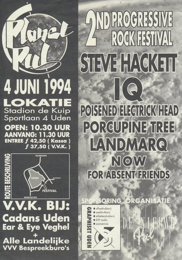 Porcupine Tree - 2nd Progressive Rock Festival, Stadion De Kuip, Uden, June 4, 1994 [Holland] - Handbill