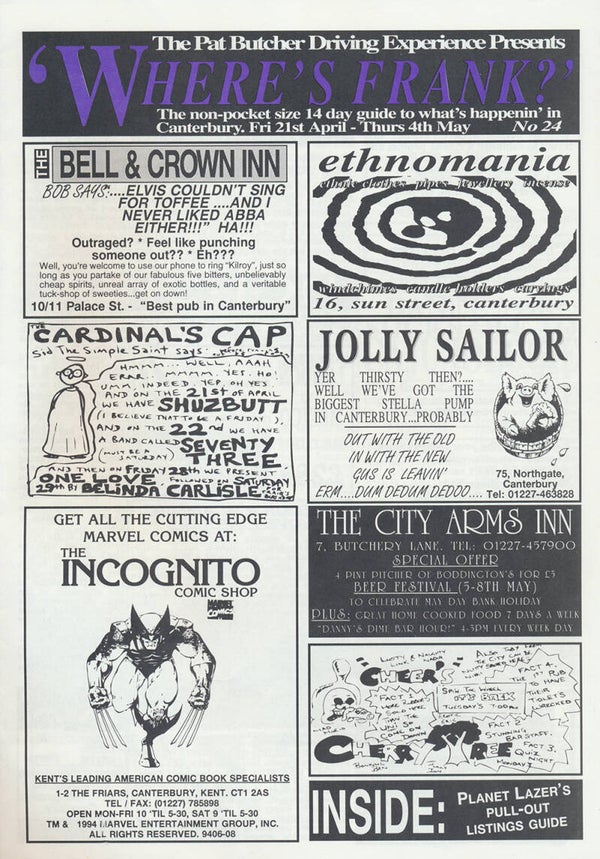 Porcupine Tree - Where's Frank? issue 24 - Penny Theatre, Canterbury, May 10, 1995 [UK] - Magazine
