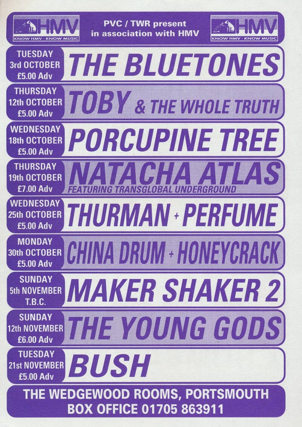 Porcupine Tree - The Wedgewood Rooms, Portsmouth, October 18, 1995 [UK] - Handbill