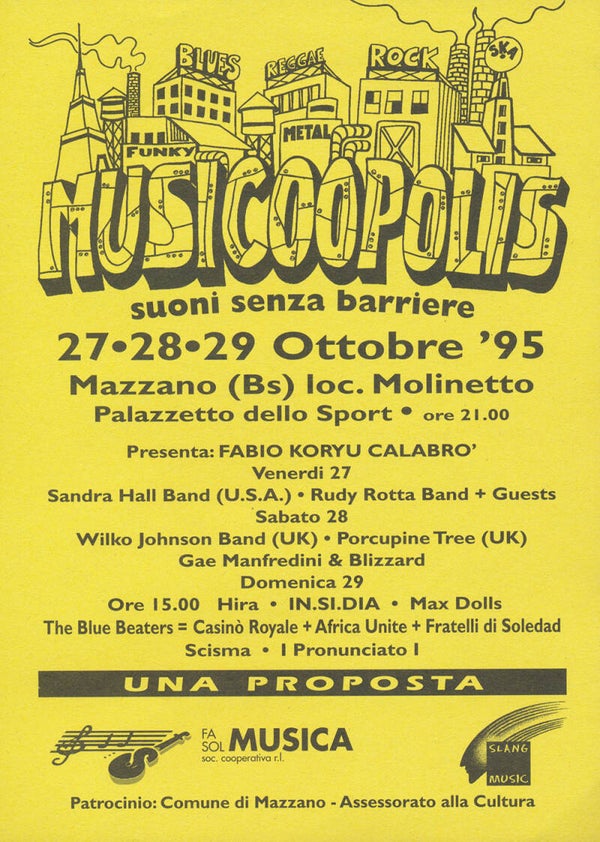 Porcupine Tree - Musicoopolis, Molinetto, Mazzano, October 28, 1995 [Italy] - Handbill