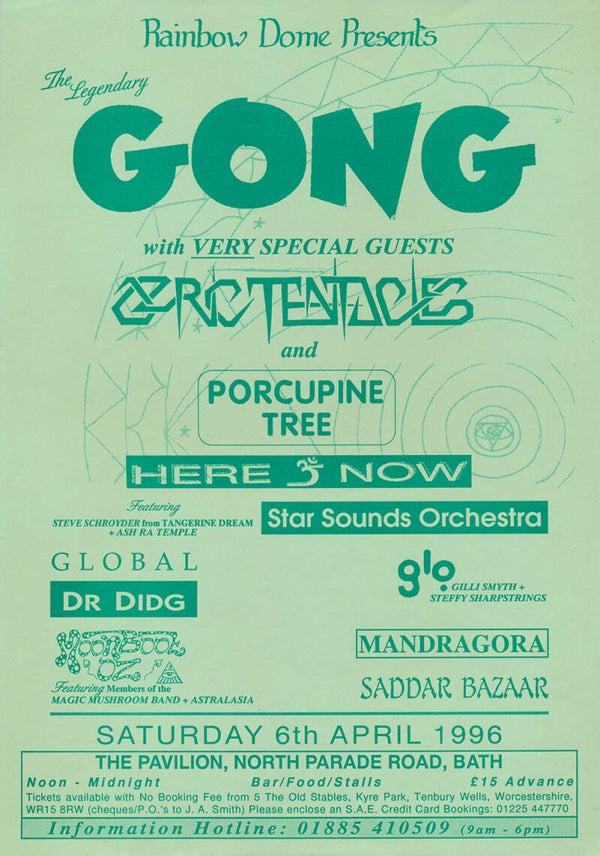 Porcupine Tree - Gong - Ozric Tentacles - The Pavillion, Bath, April 6, 1996 [UK] - Poster
