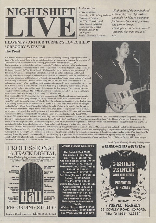 Porcupine Tree - Nightshift Live - May 1996 [UK] - Magazine/Poster