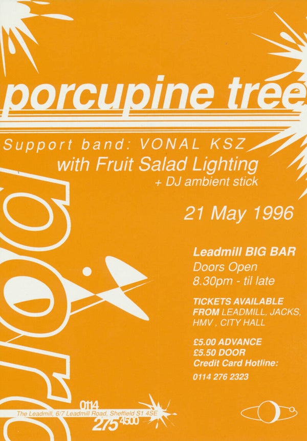 Porcupine Tree - Leadmill, Sheffield, May 21, 1996 [UK] - Handbill