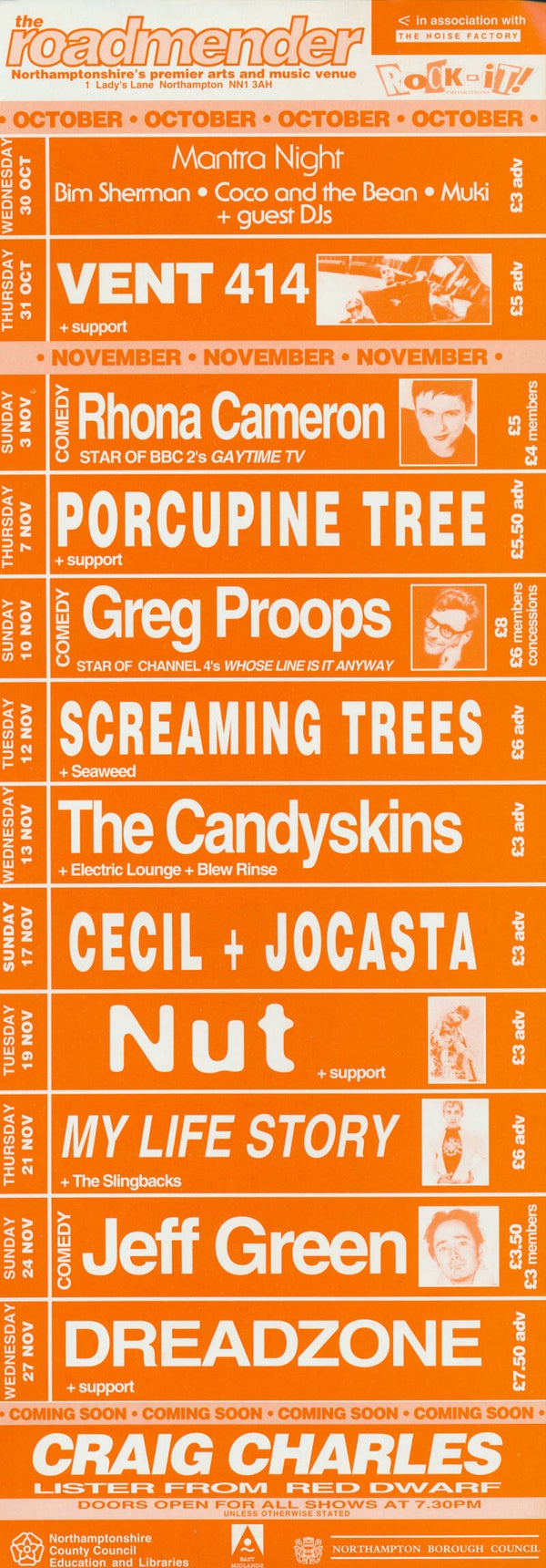 Porcupine Tree - The Roadmender Club Guide - October/November 1996 [UK] - Handbill