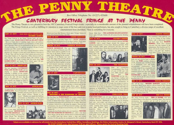 Porcupine Tree - The Penny Theatre Programme - September 1997 [UK] - Programme