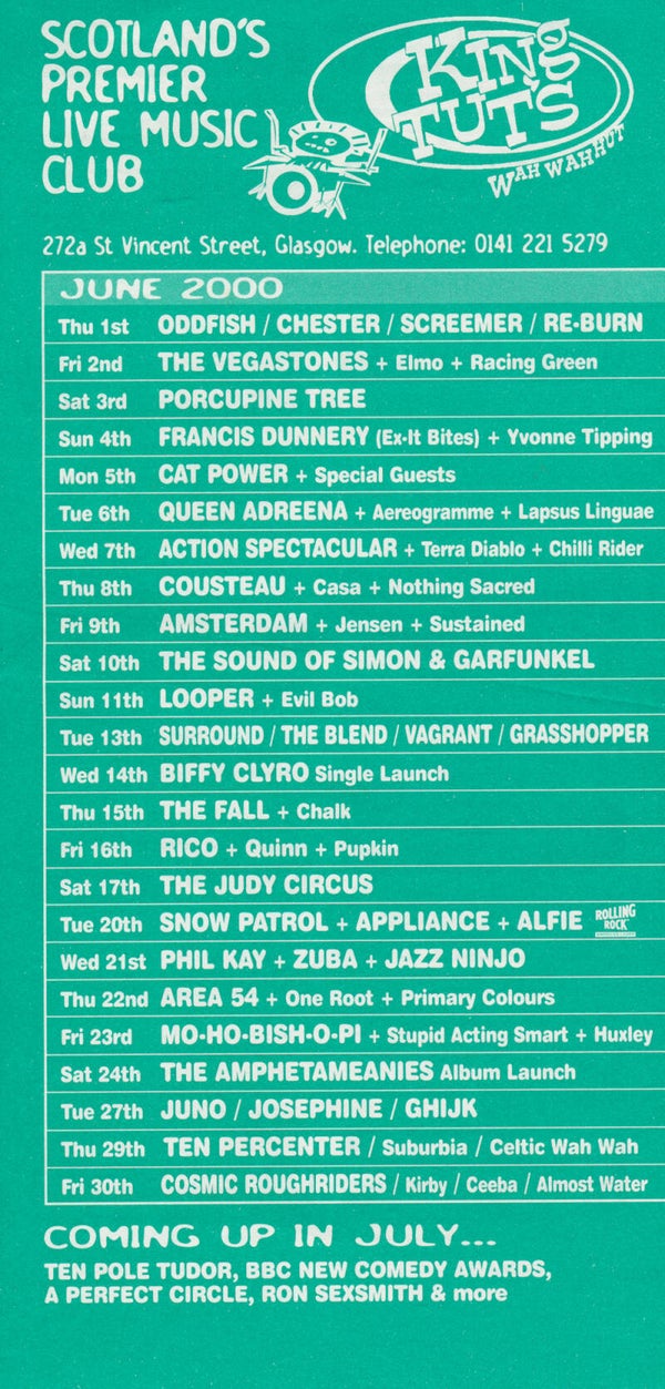 Porcupine Tree - King Tut's - June 2000 [UK] - Programme