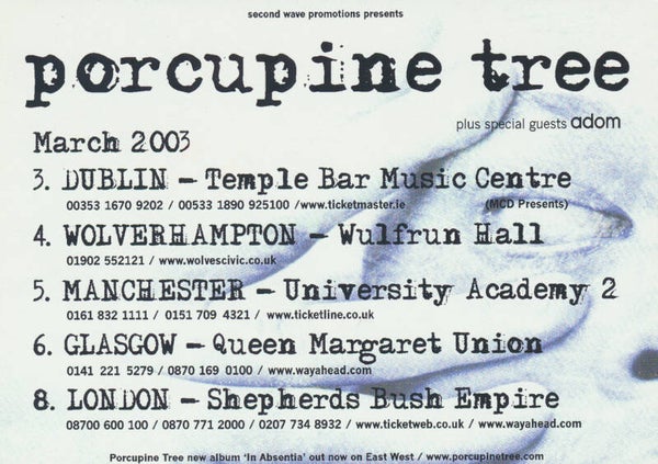 Porcupine Tree - March 2003 [UK] - Handbill