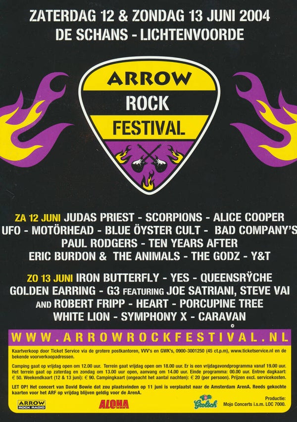 Arrow Rock Festival - De Schans, Lichtenvoorde, June 12-13 2004 [Holland] - Handbill