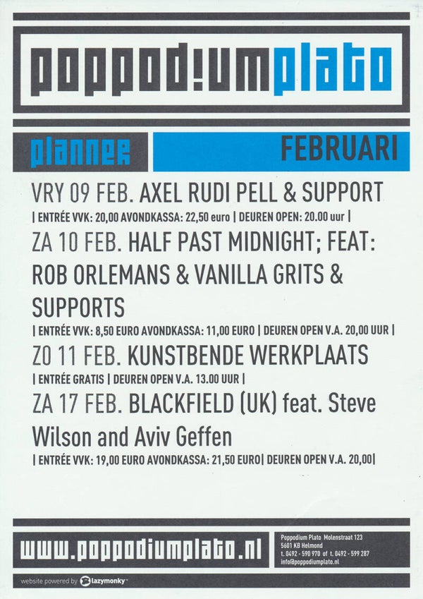 Porcupine Tree - Blackfield - Poppodium Plato, Helmond, February 17, 2007 [Holland] - Handbill