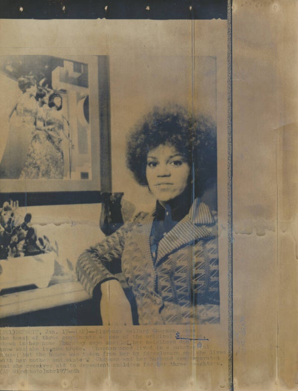 Supremes - Florence Ballard Chapman - January 17, 1975 [USA] - Wirephoto
