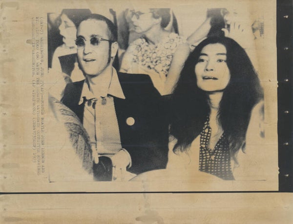 John Lennon & Yoko Ono - The Beatles - June 27, 1973 [USA] - Wirephoto