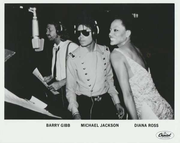 Barry Gibb - Michael Jackson - Diana Ross - Eaten Alive - 1985 [USA] - Publicity Press Photo