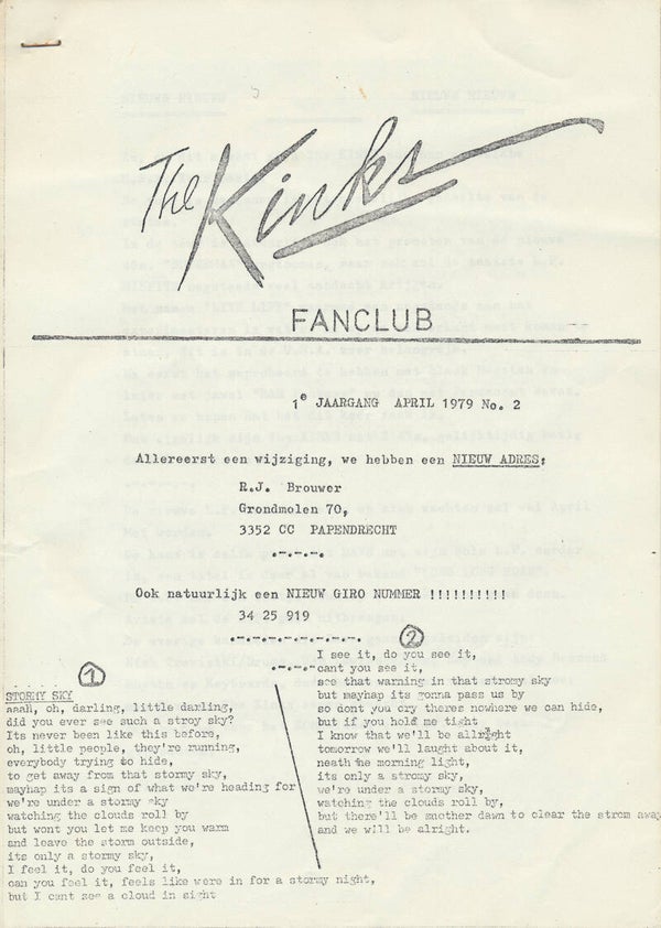 The Kinks - The Kinks Fanclub - Issue 2 - April 1979 [Holland] - Magazine