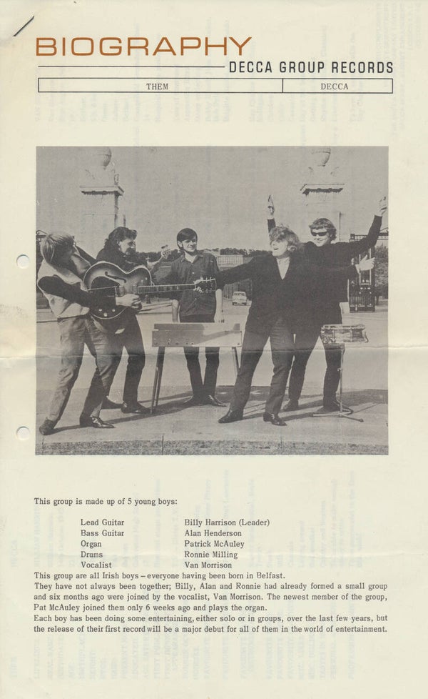Van Morrison - Them - Biography - October 1964 [UK] - Press Release
