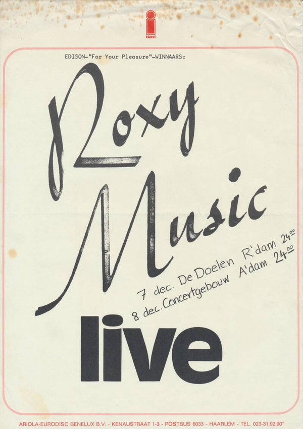 Roxy Music - Live Rotterdam/Amsterdam - 1973 [Holland] - Press Release