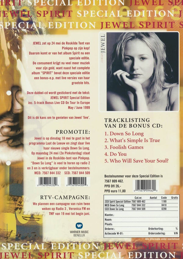 Jewel - Spirit - 1998 [Holland] - Sales Sheet