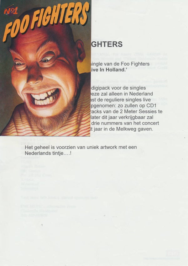 Foo Fighters - Live In Holland - 1995 [Holland] - Press Release