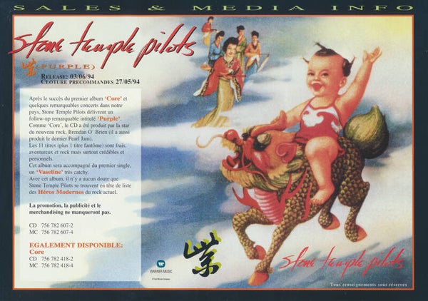 Stone Temple Pilots - Purple - 1994 [Holland/Belgium] - Sales Sheet