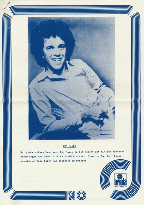 Leo Sayer - Bio - September 1977 [Holland] - Press Release
