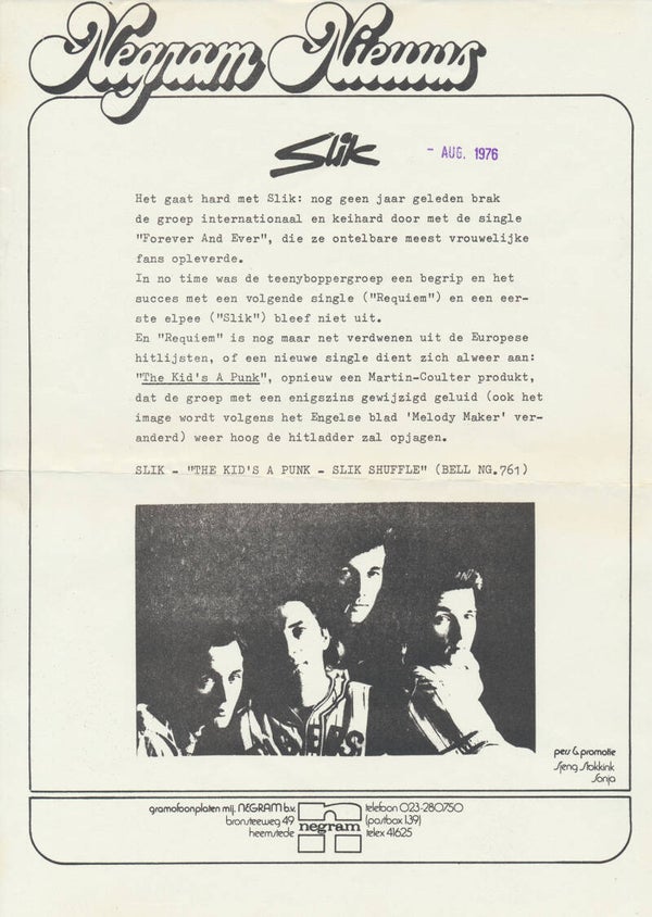 Slik - Negram Nieuws - August 1976 [Holland] - Press Release