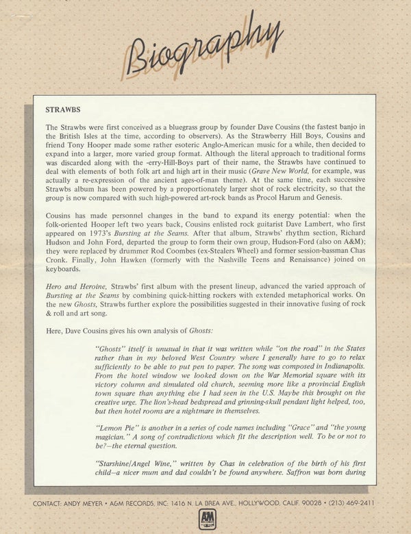 Strawbs - Biography - 1974 [USA] - Press Release