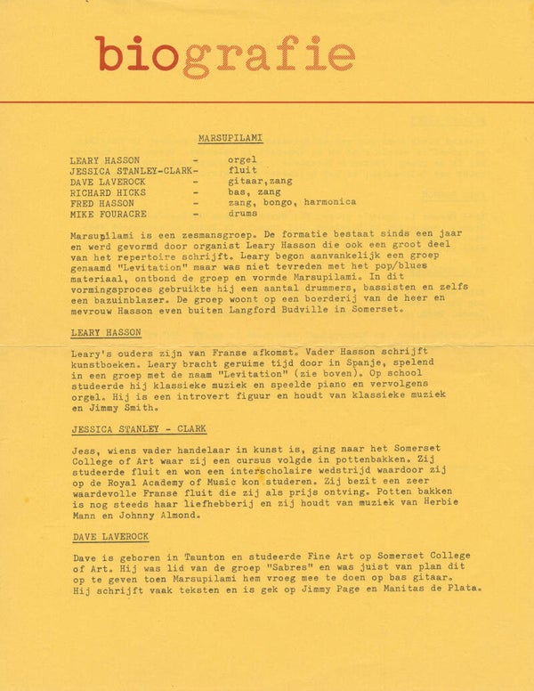 Marsupilami - September 1970 [Holland] - Press Release