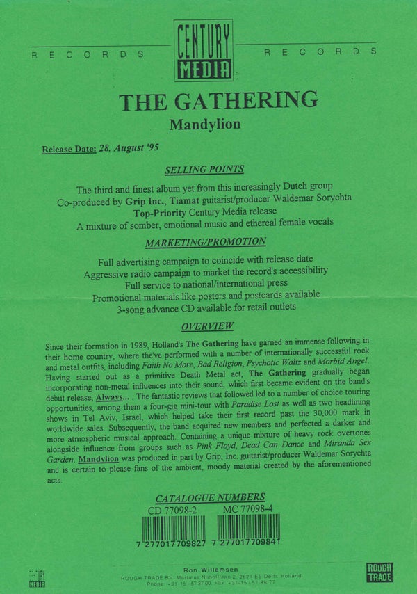 The Gathering - Mandylion - 1995 [Holland] - Press Release