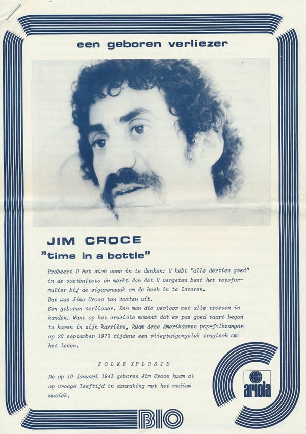 Tim Croce - Time In A Bottle - September 1978 [Holland] - Press Release