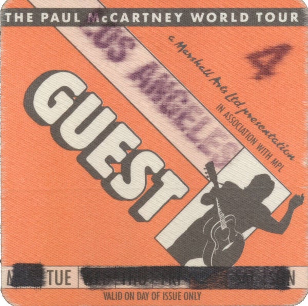 Paul McCartney - World Tour - Los Angeles - Guest - 1989 [USA] - Backstage Pass
