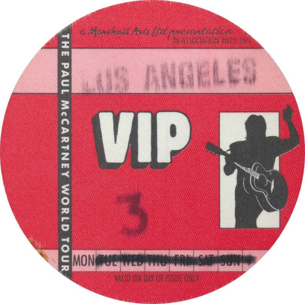 Paul McCartney - World Tour - Los Angeles - VIP - 1989 [USA] - Backstage Pass