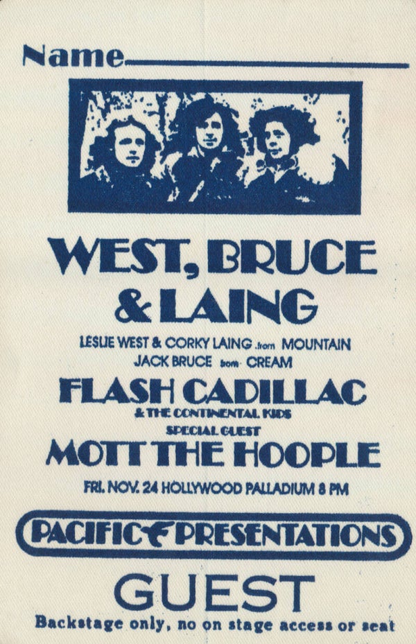 West, Bruce, Laing - Los Angeles - 1972 [USA] - Backstage Pass