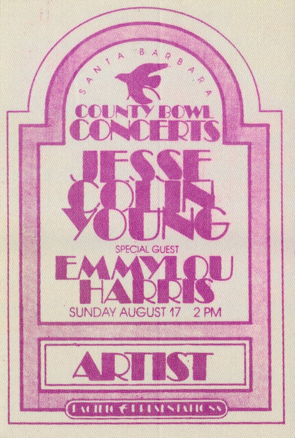 Emmylou Harris - Jesse Colin Young - Santa Barbara - 1975 [USA] - Backstage Pass