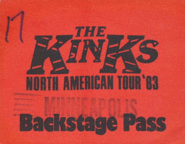 The Kinks - North American Tour '83 - Minneapolis - 1983 [USA] - Backstage Pass
